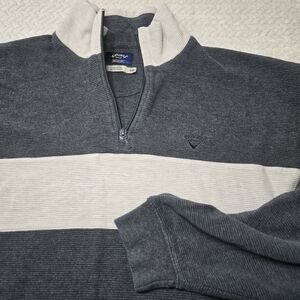 Callaway 1/4 Quarter Zip Golf Pullover Sweater Men’s XXL Gray Cream Stripe Rugby